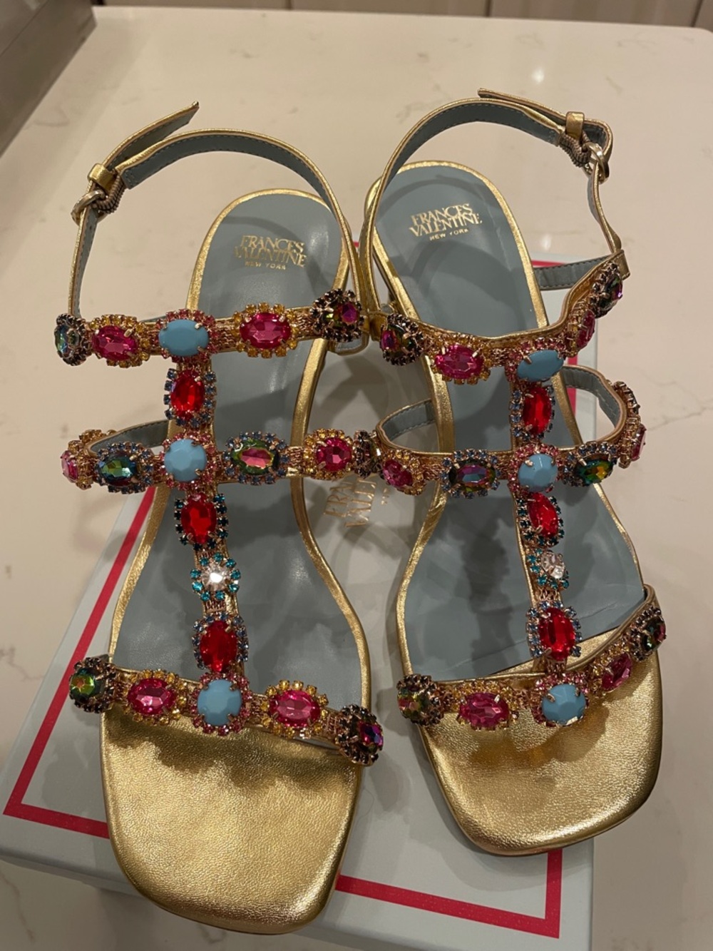 Frances Valentine NEW Kiki gem heeled sandal sz 7.5 - Picture 3 of 10